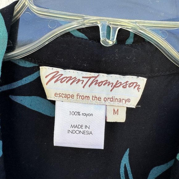 Norm Thompson Black Button Midi Sleeveless Dress Women’s Size Medium Rayon Leaf - Picture 3 of 3